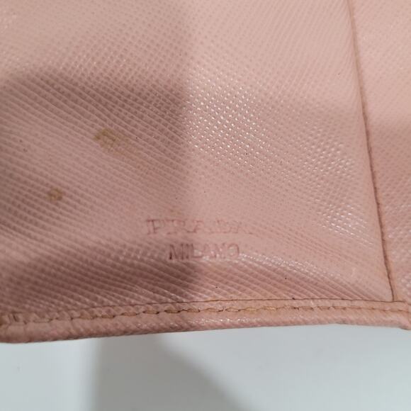 PRADA Saffiano Fiocco Orchidea Wallet Medium Bi Fold Light Pink Zip Around Logo - Picture 6 of 16